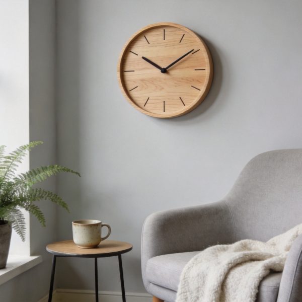 Scandinavian Pine Wood Wall Clock