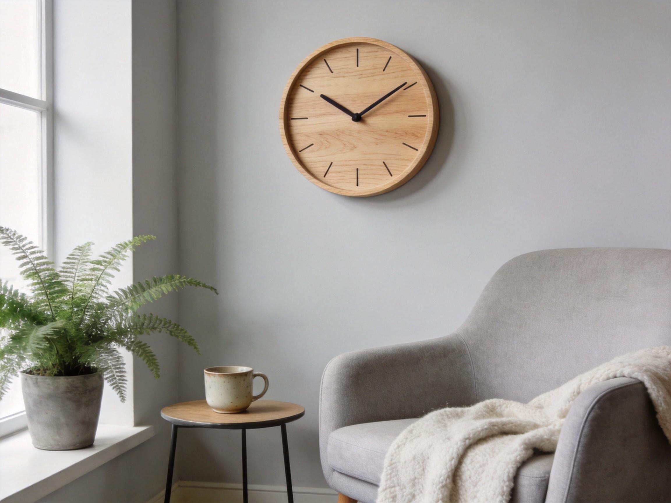 Scandinavian Pine Wood Wall Clock