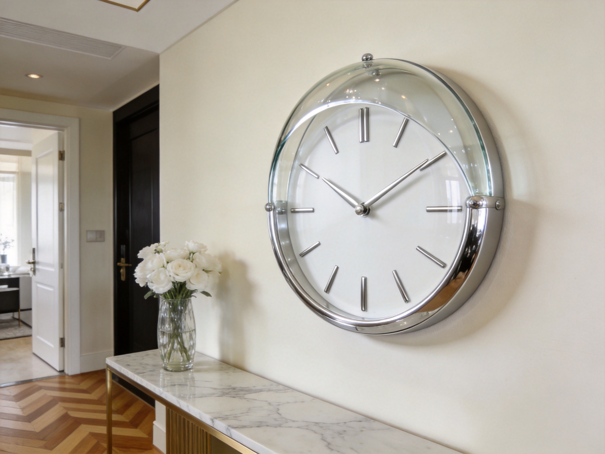 Curved Convex Glass Wall Clock